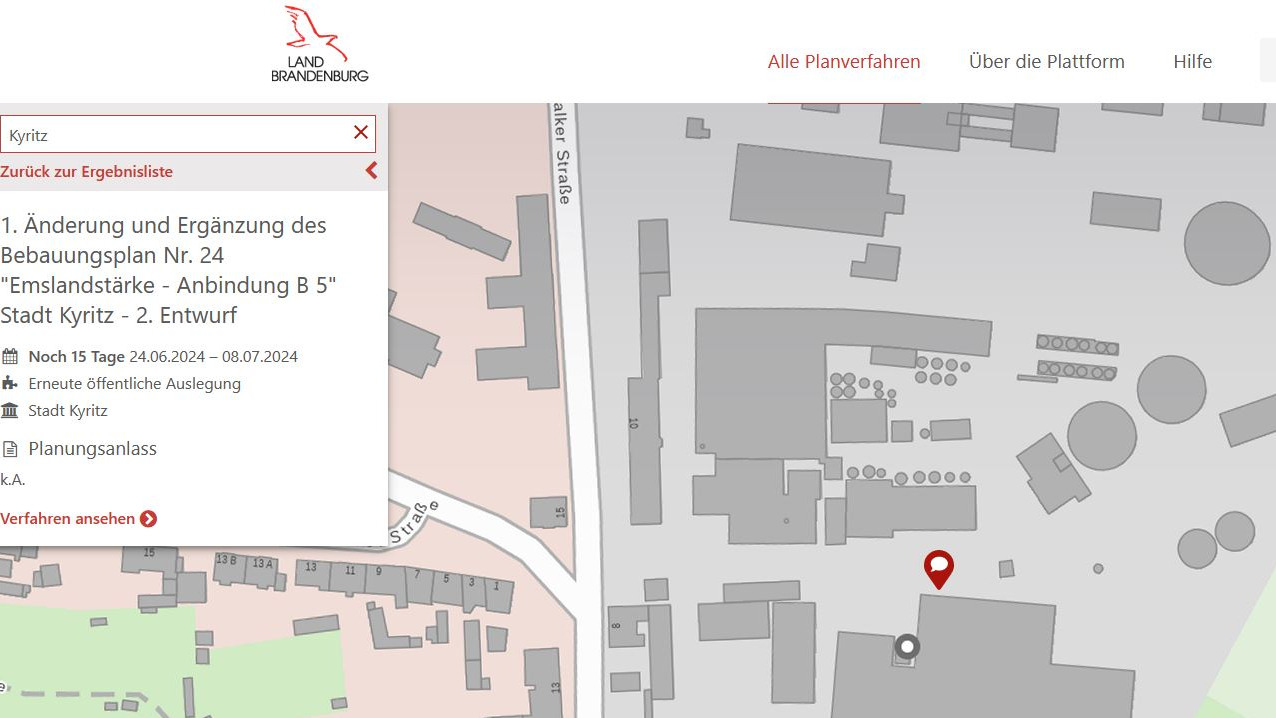 Screenshot Planungsportal Land Brandenburg (© MIL)