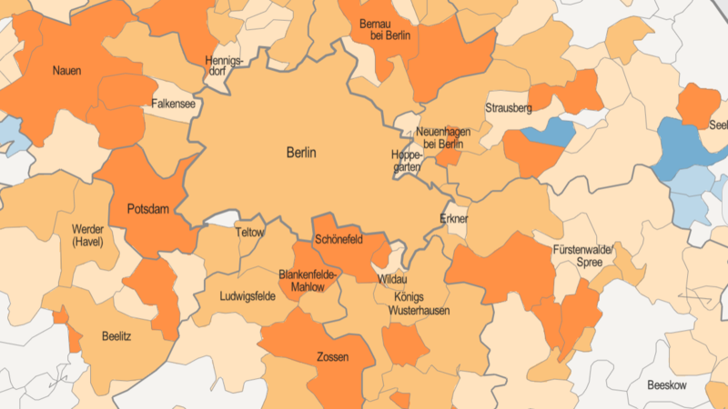 Bevölkerungsentwicklung Kartenausschnitt (© LBV)