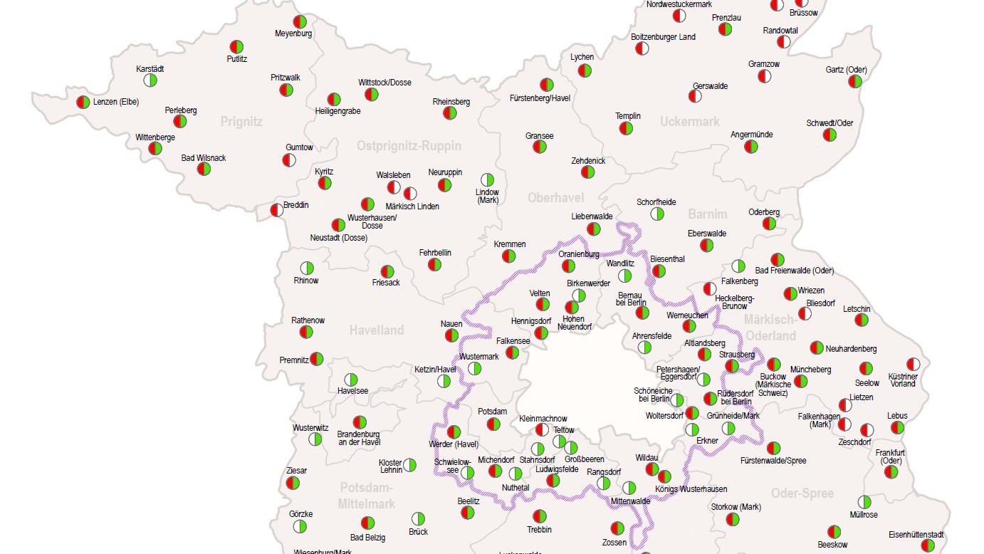 Auschnitt einer Karten mit Fördergebietkulissen