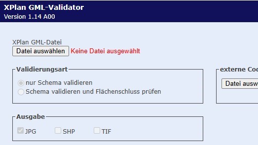 Screenshot XPlan GML-Validator