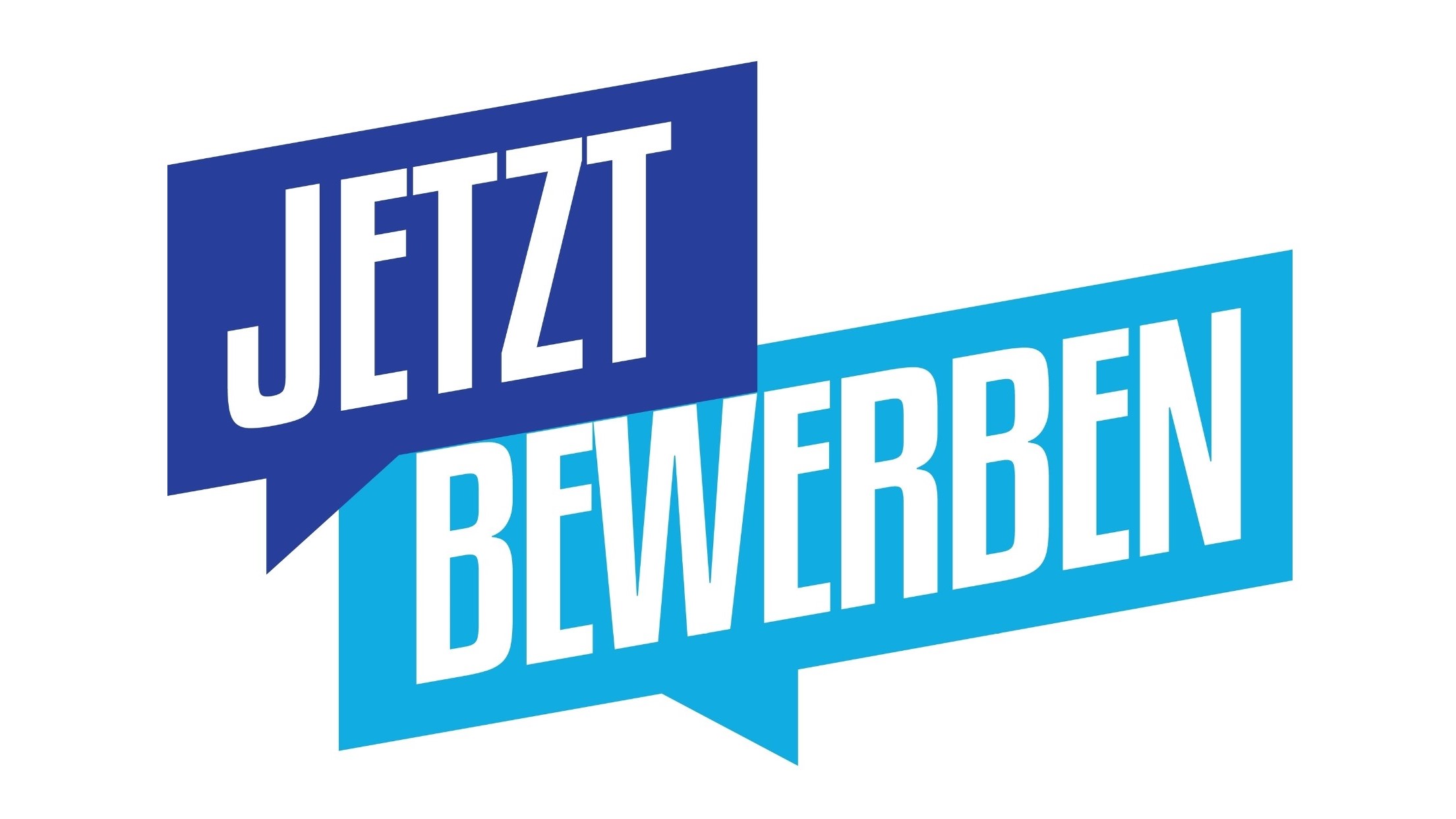 zwei überlappende Sprechblasen mit den Worten jetzt und bewerben