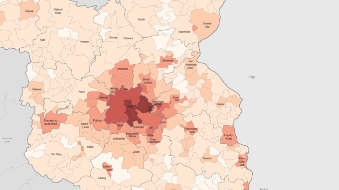 Raumbeobachtung: Karteausschnitt zu Siedlung und Gewerbe in der Hauptstadtregion Berlin-Brandenburg